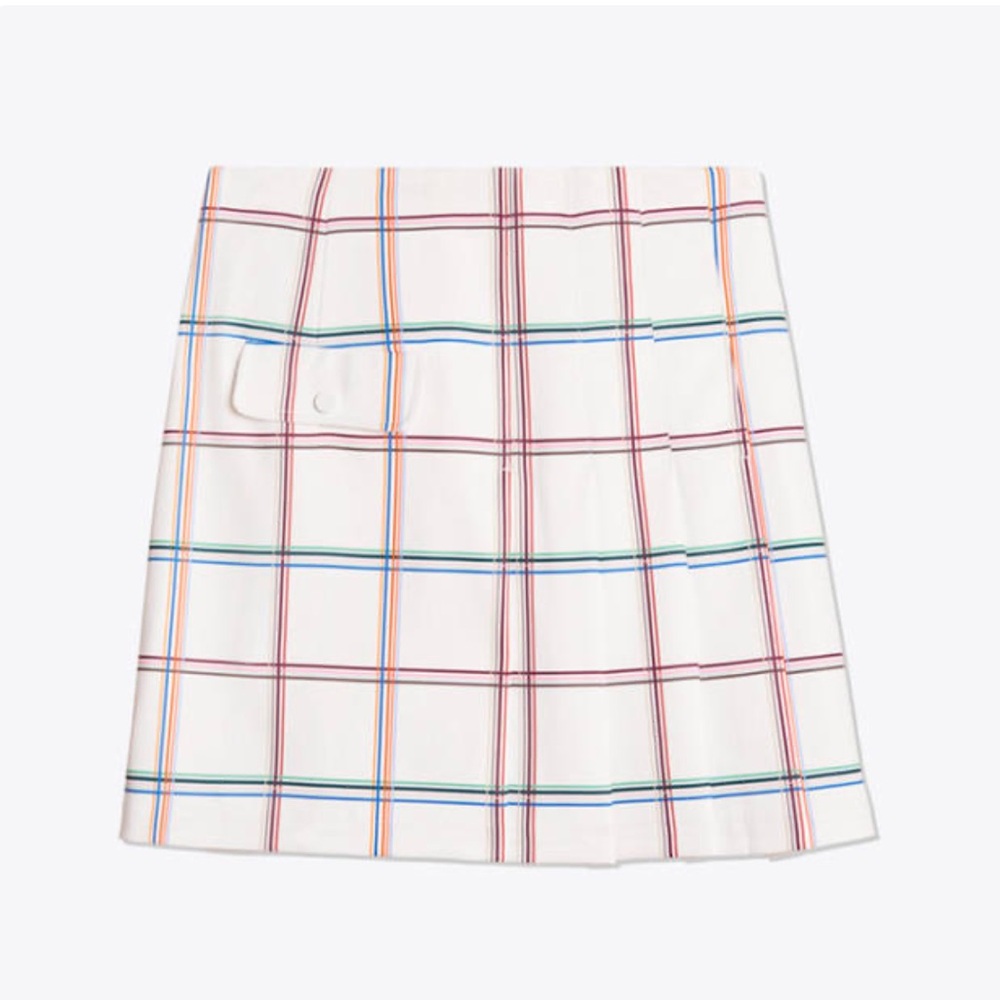 Tory Burch Sport Printed Tech Twill Side-Pleat Golf Skirt Size Large.
